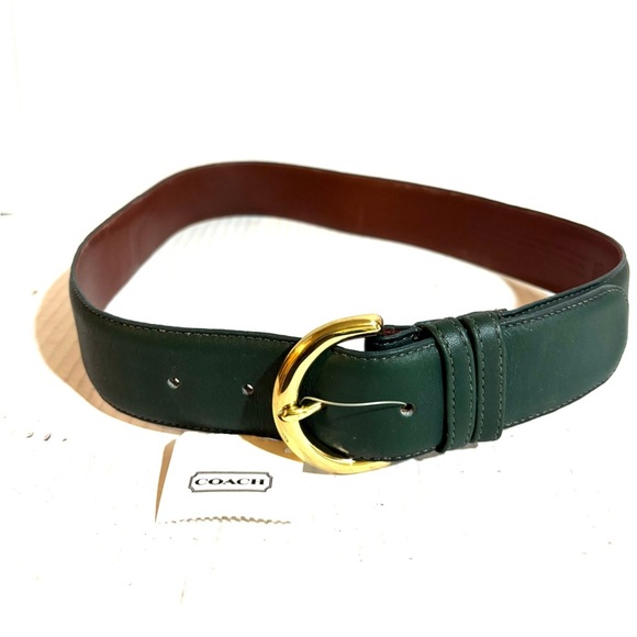 Coach Accessories - Coach Dark Green Leather Belt with Gold Buckle size M